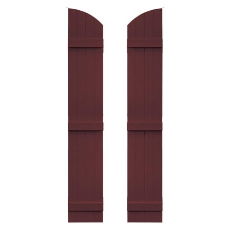 Builders Edge 14W in. Closed Board-N-Batten Arch Top Vinyl Shutters