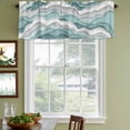 thumbnail image 3 of Teal Ombre Curtain Valances for Windows, Kitchen Valance Window Treatments Panel 2 Pack, Modern Geometric Moire Abstract Art Rod Pocket Short Curtains for Bathroom Bedroom 42 x 12 Inch, 3 of 8