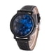 thumbnail image 1 of Reloj de pulsera de cuarzo para hombre y mujer, con correa redonda de PU y esfera grande (esfera de cielo estrellado)., 1 of 9