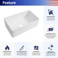 thumbnail image 3 of Rainlex Fireclay 30" L X 18" W Farmhouse Kitchen Sink with Grid and Strainer,Include  2 Accessories, 3 of 4
