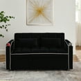 thumbnail image 2 of Modern Velvet Pull Out Sofa Bed Folding Couch Loveseat with Cup Phone Holder and USB Ports, 2 of 11