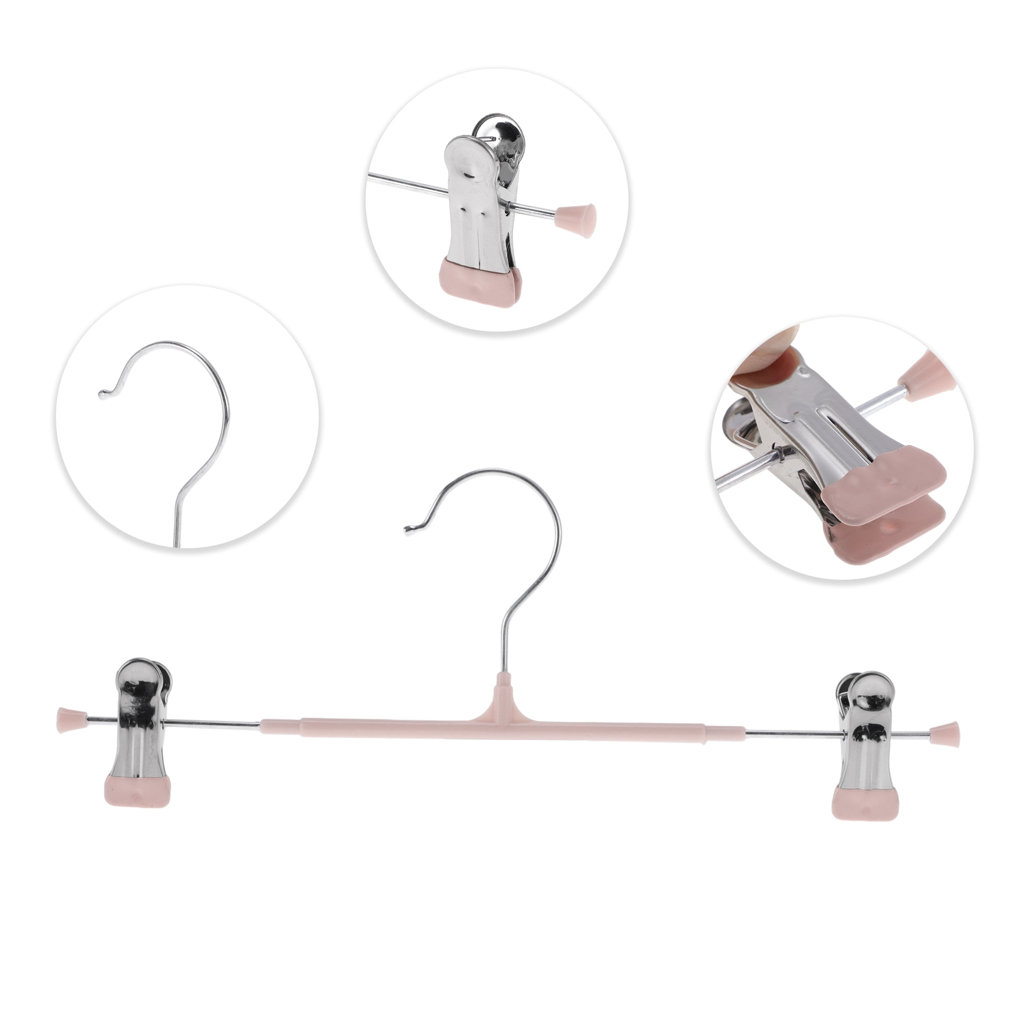 Unique Bargains 5 Pcs Pants Hanger with Clips Non-slip Garment Hanger Apricot