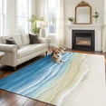 thumbnail image 3 of Blue Beige Gradient Beach Washable Area Rug 5 x 7 ft Abstracts Seaside Ocean Wave Coastal, Soft Non Slip Rugs Stain Repellent Indoor Felt Carpet for Living Dining Room Bedroom Home Office, 3 of 9