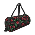 thumbnail image 3 of Xecao Cherry print Round Travel Duffel Bag is a foldable gym bag with an inner pocket, perfect for travel sports, 3 of 8
