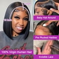 thumbnail image 3 of 100% Human Hair Short Bob Wigs 13x4 Straight Glueless HD Lace Front Wig Lace Frontal wig, 3 of 6