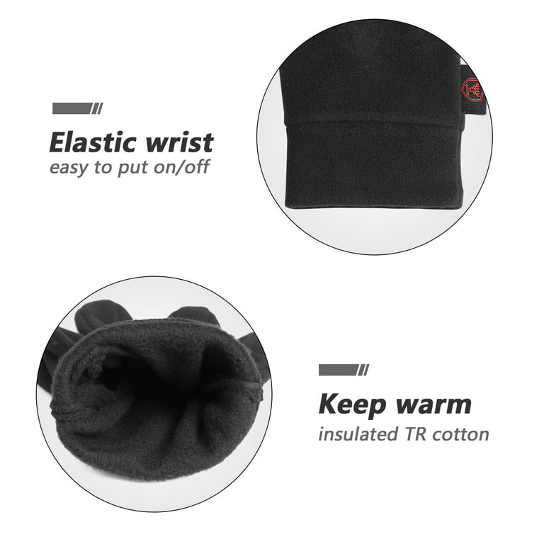Cuff Elastic Black Gloves Polar Fleece with OZERO & Mens Snow Womens Gloves Winter
