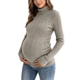 thumbnail image 2 of Gfyviroh Women's Maternity Knit Tops High Neck Ribbed Comfy Pregnancy Sweaters Long Sleeve Lightweight Slim Stretch Pullover Tops, 2 of 4