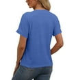 thumbnail image 4 of NAMTYQX Womens Summer Tops Loose Fit Short Sleeve Open Front Solid Color Light Lounge V Neck Plus Size Trendy Soft Blue Size 2XL, 4 of 5