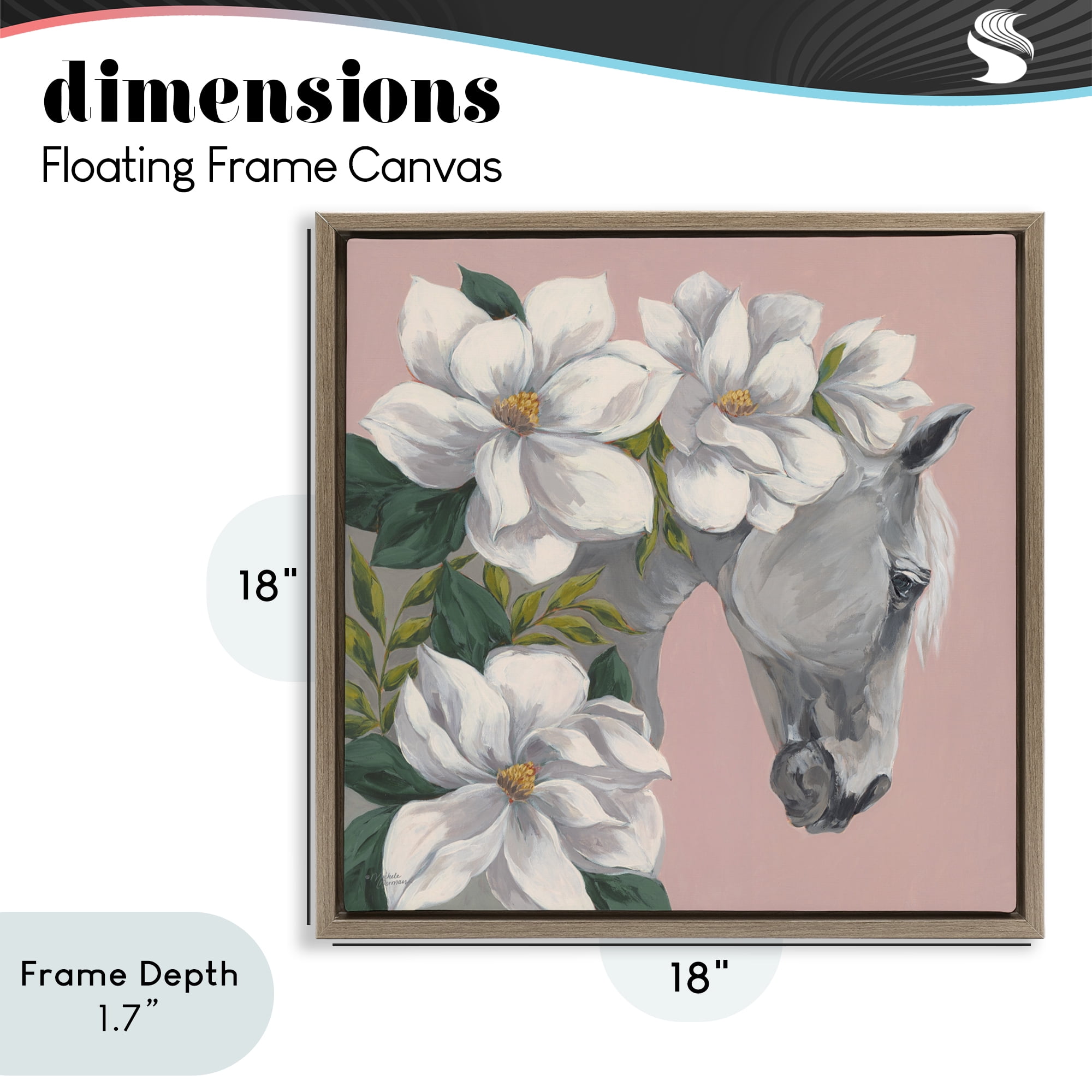 Stupell Industries Sweet Maggie Floral Horse Brown Framed Floater Canvas Wall Art, design by Michele Norman