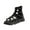 Black, variant on WREESH Girls Gladiator Sandals with Zip-Up Feature: Hollow Out Design for Soft-Soled, Casual Beach Sandals Black