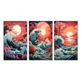 thumbnail image 2 of Designart "Waves of Drama VI" Coastal Wall Art Set Of 3 - Coral Coastal Canvas Set For Living Room Decor, 2 of 7