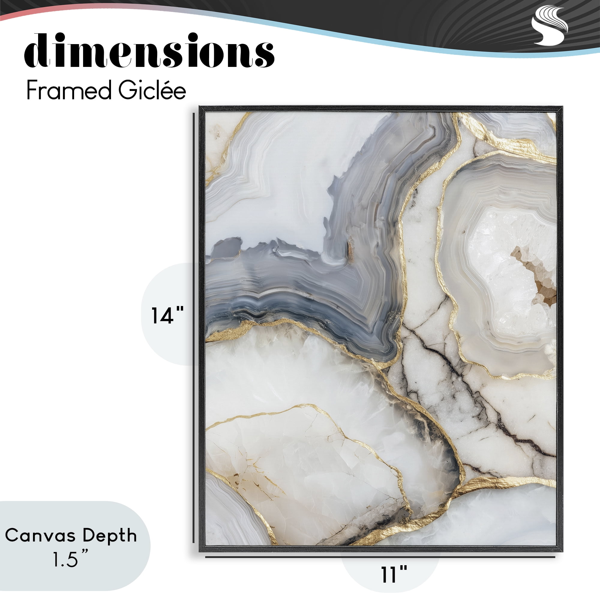 Stupell Industries Crystal Geode with Gold Black Framed Giclee Art, design by Svetlana Aleynikova