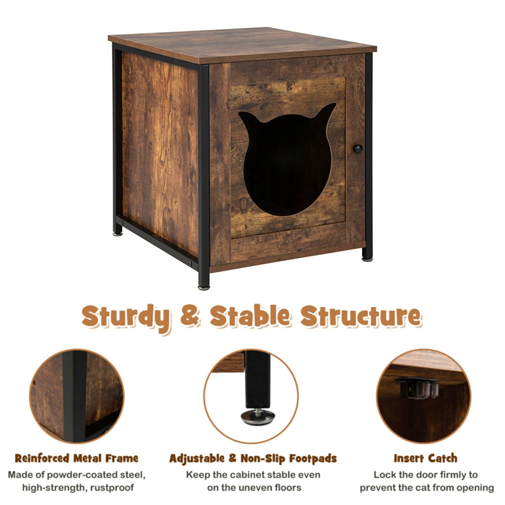 Kadyn 21" Enclosed Cat Litter Box Enclosure, Pet Supplies for Cat House Furniture with Tabletop, Hidden Cat Washroom, Brown