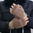 thumbnail image 7 of Aueoeo Women's & Men's USB Heated Gloves Knitting HAnds Full & Half Heated Fingerless Heating Warmer With Button Khaki, 7 of 7