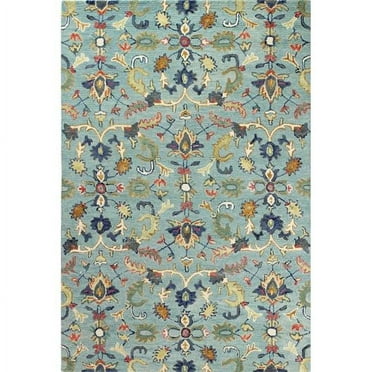 Bashian R131-TE-76X96-AL110 7 ft. 6 in. x 9 ft. 6 in. Valencia Transitional 100 Percent Wool Hand Tufted Area Rug, Teal
