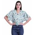 thumbnail image 1 of Moomaya Printed Womens Wrap Blouse Moss Georgette Elastic Waist Summer&nbsp;Crop Top, 1 of 5