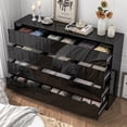 thumbnail image 6 of ChVans 12 Drawer Dresser for Bedroom, 63" Wide 41.3" Tall Modern High Gloss Dresser with Wood Chest of 12 Drawer Handle Free, Large Black Malm Dresser for Bedroom, Living Room, Entryway, Hallway, 6 of 8