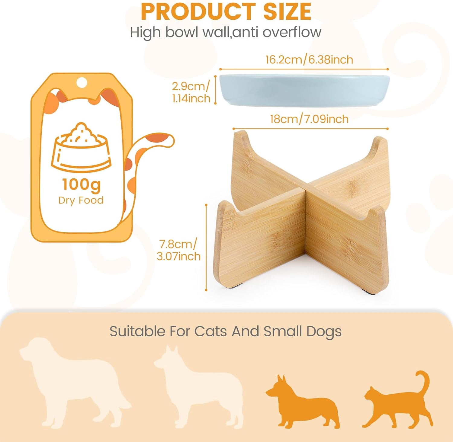 2PC Slow Feeder Cat Bowl with Stand, Ceramic Slow Eating Cat Bowl with Higher Edges Fish Pool Design Elevated Cats Food Bowls for Dry and Wet Food Anti-Vomiting Puzzle Feeder for Healthy Eating Diet