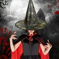 thumbnail image 4 of Kbndieu Witch Hat, Halloween Black Plated Wizard Hat Cosplay Accessories for Halloween Costume Party for Women Men Adult, 4 of 6