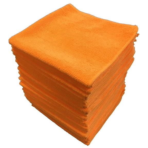 Shine Doctor Microfiber Towels 16" x 16" Orange(Qty. 24) - Ultra Absorbent, Scratch & Lint Free(300 GSM)