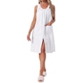thumbnail image 2 of INSPIRE CHIC Womens Shower Towel Snaps Wearable Dress Terry Wrap Bathrobe Spa Towelling Cover Up Gym Shower Bath Robe M White, 2 of 4