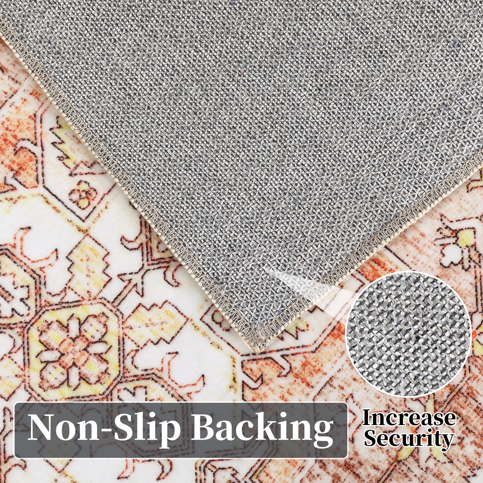 GlowSol 8'x10' Vintage Rug Washable Area Rugs Floral Printed Distressed Rug Persian Rug Non-Shedding Rug for Dining Room Home Office, Brown