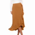 thumbnail image 6 of Women's Asymmetrical Ruched Drawstring Skirt with Ruffled, 6 of 9