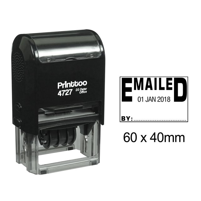 Printtoo Dater Stamp Self Inking With Emailed By Text Office Stationery Date Rubber Stamp-Black