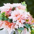 thumbnail image 3 of Enova Home Mixed Artificial Dahlia Flower Arrangement in Cube Glass Vase With Faux Water For Home Office Decoration (Pink), 3 of 4