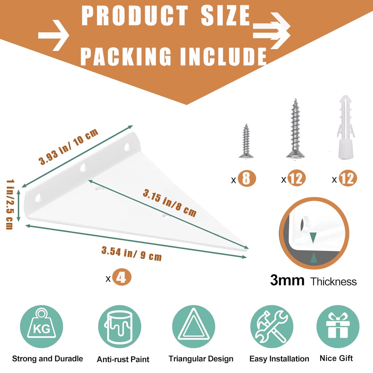 Furniture Anchors for Baby Proofing Heavy Duty Bracket Drywall Anchors Securing 1000 lbs Multiple Installation Options Keep Baby Pet Safety from Falling Furniture 4 Pack White Wall Anchors