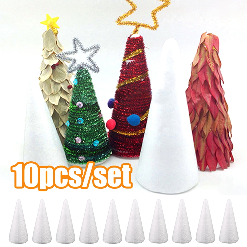  EXCEART 15pcs Christmas Tree Foam Balls Polystyrene Crafts  Christmas Tree Cone Holiday Foam Cone Craft Foam for Christmas Tree DIY  Cone Floral Foam White Cone Manual Pickle Child