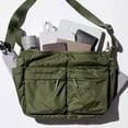 thumbnail image 5 of Multi-Pocket Nylon Crossbody Shoulder Bag, Black/Olive Green, Water Resistant Messenger Bag for Men & Women, 5 of 5
