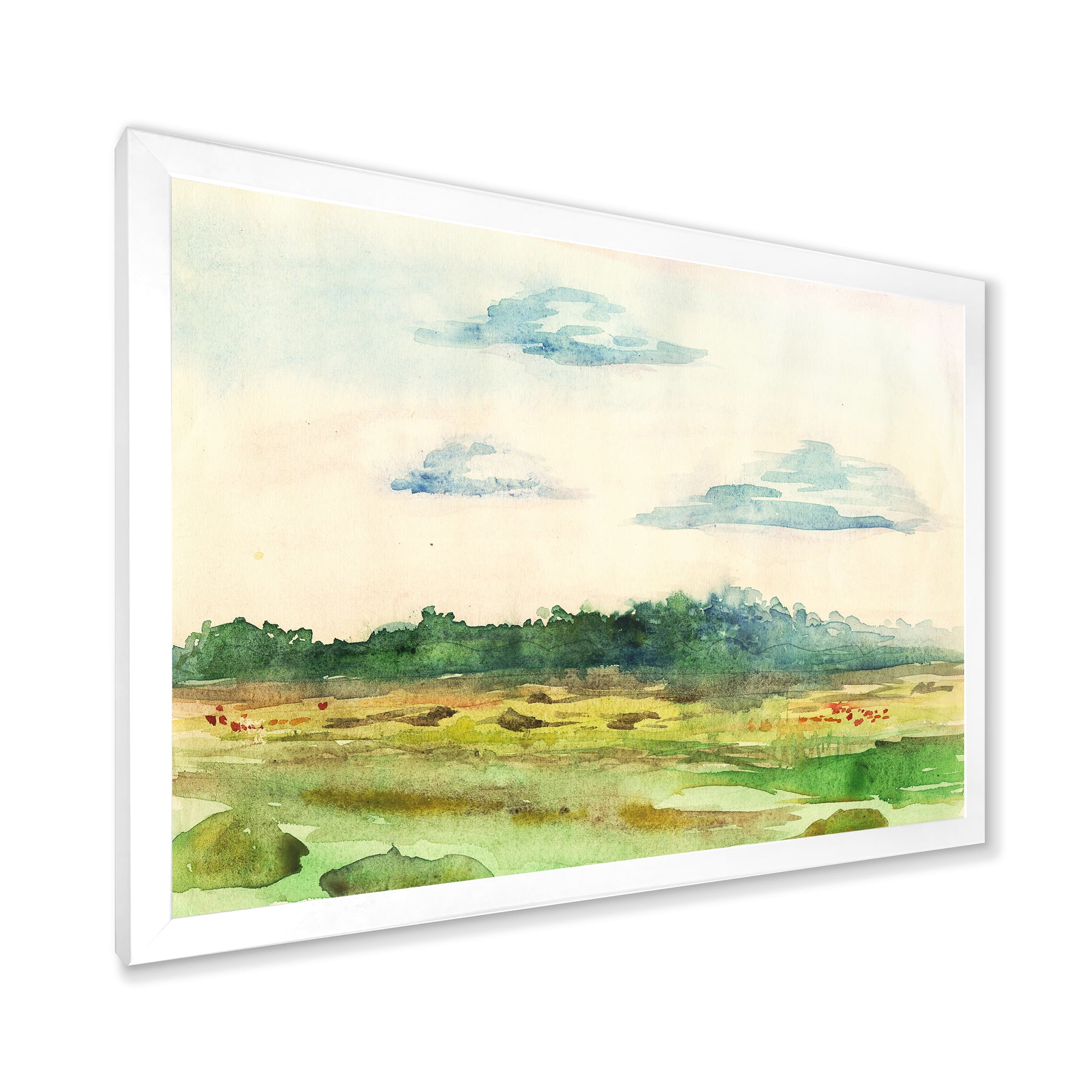 Designart 'Summer Landscape Of Green Blossoming ' Traditional Framed Art Print