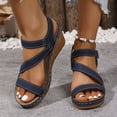 thumbnail image 2 of Rokment Wedges Dress Sandals for Women 2026 Stylish Simple Casual Leather Platform Chunky High Heels Summer Beach Orthopedic Dressy Work Sandal Ladies Navy Size 10.5, 2 of 7