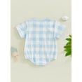 thumbnail image 4 of SUNSIOM Barboteuses pour Bébés Garçons Filles Manches Courtes Col Rond Duck Broderie Imprimé à Carreaux Justaucorps Combinaison, 4 of 7