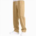 thumbnail image 2 of 5-6T Tween Boys Fall Winter Fleece Straight Sweatpants Drawstring Waist Open Bottom Joggers Side Pockets Kids School Outdoor Sports Pants Size 5-16 Years,Khaki, 2 of 5