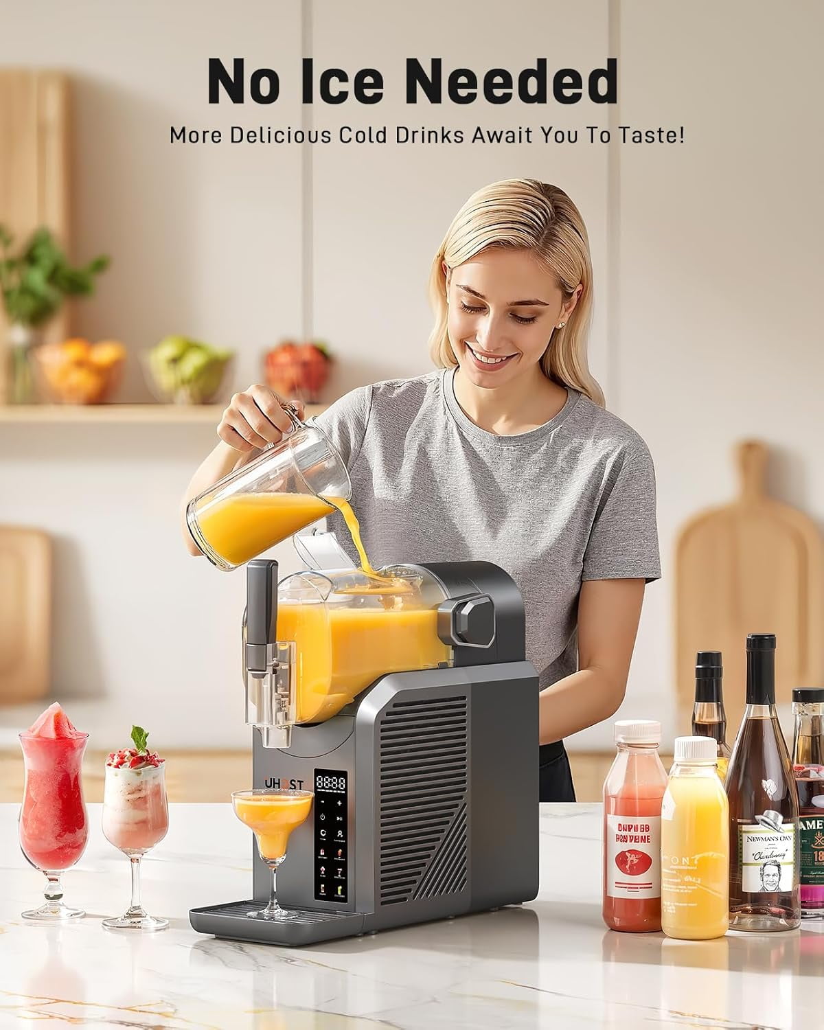 UHOST 7-in-1 Slushie Machine,No Ice Needed,15 Min Professional Frozen Drink Maker for Home with Self-Cleaning,Frozen Margaritas, Frappés, Milkshakes and More,72oz