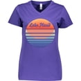 thumbnail image 3 of Inktastic Lake Placid Retro Sunset Women's V-Neck T-Shirt, 3 of 5
