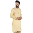 thumbnail image 2 of SKAVIJ Men's Tunic Art Silk Kurta Ethnic Indian Long Casual Shirt Party Medium Beige, 2 of 6