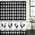 thumbnail image 2 of Farmhouse Black Plaid Shower Curtain, Waterproof Shower Curtains for Bathroom, Vintage Country Cock Checkered Washable Fabric Bathtub Curtain Set Bath Decor with 12 Hooks Stall 36"x72", 2 of 8