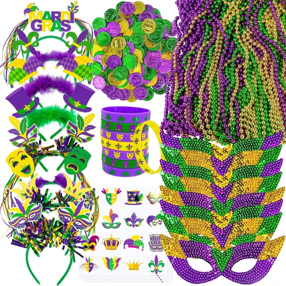Set de accesorios para Mardi Gras Winlyn, 128 unidades, recuerdos de fiesta