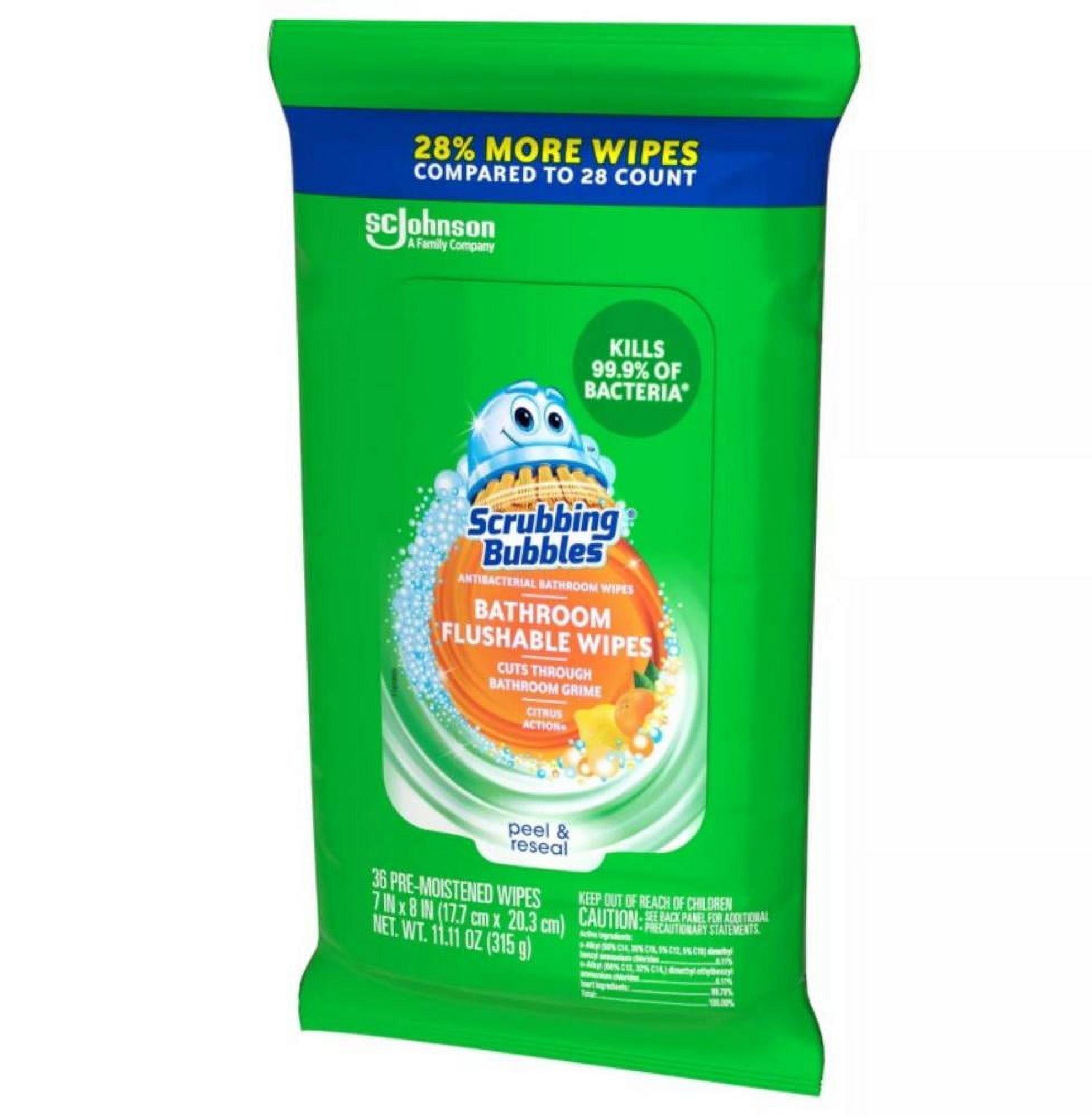 (3-Pack) Scrubbing Bubbles Flat Pack Wipes, 36 CT