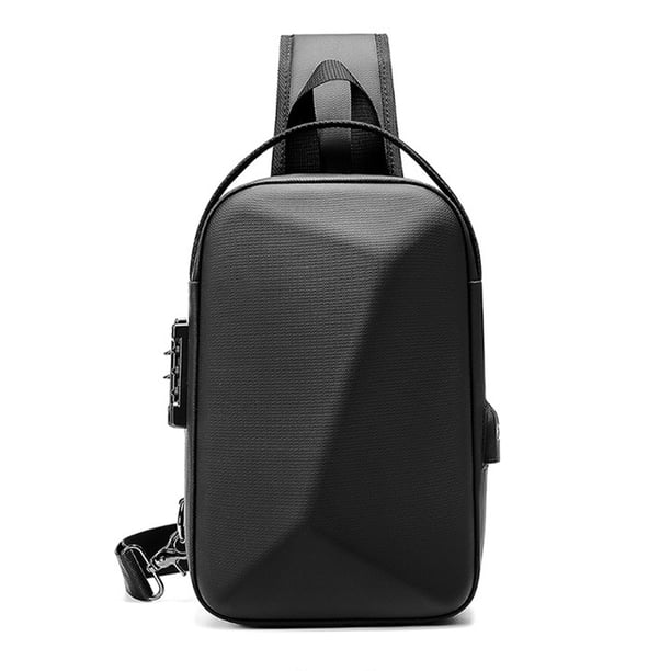 Bolso bandolera impermeable para hombre, bolso bandolera con puerto USB, bolso de hombro informal para hombre