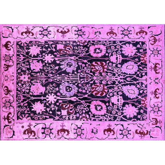 Ahgly Company Indoor Rectangle Oriental Purple Traditional Area Rugs, 8' x 10'