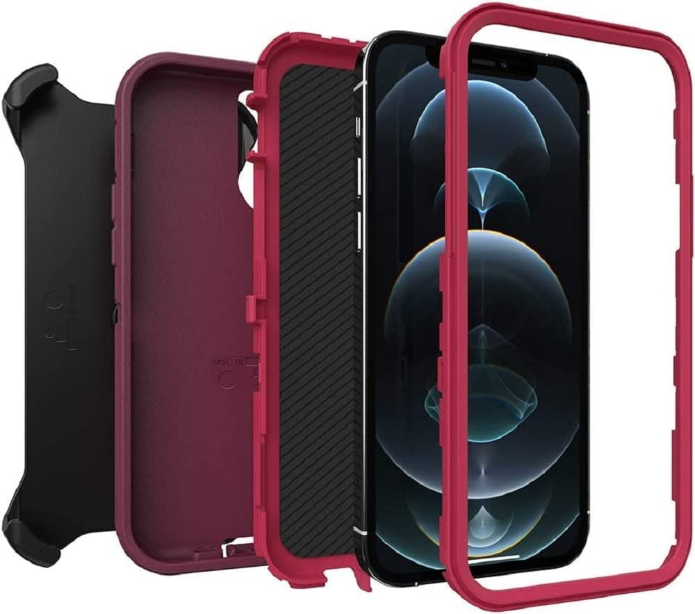 OtterBox 27-54137-E48-NR Kickstand Holster Cell Phone Case for iPhone 12, iPhone 12 Pro, Boysenberry