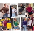 thumbnail image 4 of PRETTYGARDEN Womens Mesh Sheer Shirts Lace Long Sleeve Tops Soft Stretchy Knit, Crewneck See Through Floral Going Out Top, Work, Party Date Night Outfits, Fall Clothes, 4 of 7