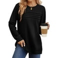 thumbnail image 2 of UVN Sweatshirts for Women Casual Long Sleeve Shirts Loose Fit Pleated Front Crewneck Tunic Tops, 2 of 8