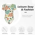 thumbnail image 6 of Daiia Racket and Tennis Ball print Women's Crew Neck Short Sleeve Bodysuit Fashion Tops Fit Casual Basic Extender Bodysuit-Small, 6 of 9