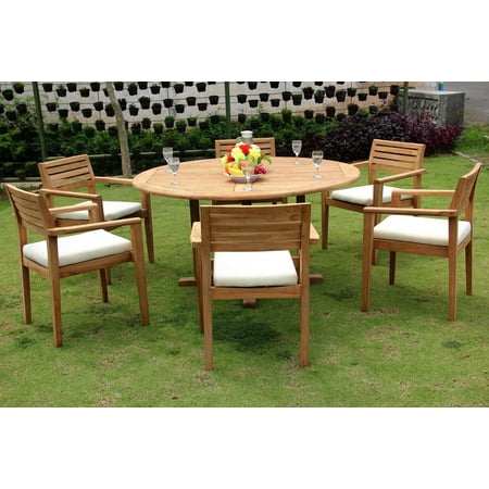 6 Seater Extendable Dining Table And Chairs Teak Dining Set:6 Seater 7 Pc - 60
