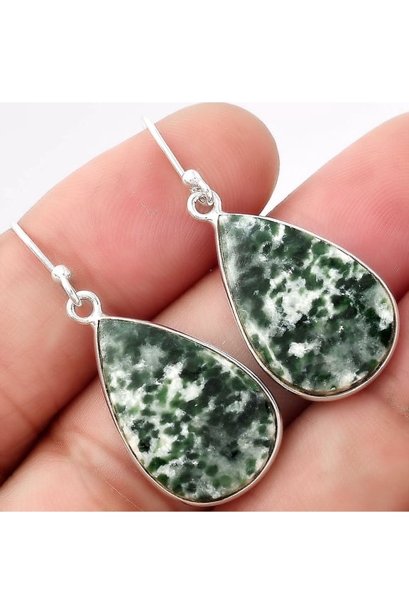 Natural Dioptase 925 Sterling Silver Adult Women Earrings Jewelry SDE53114